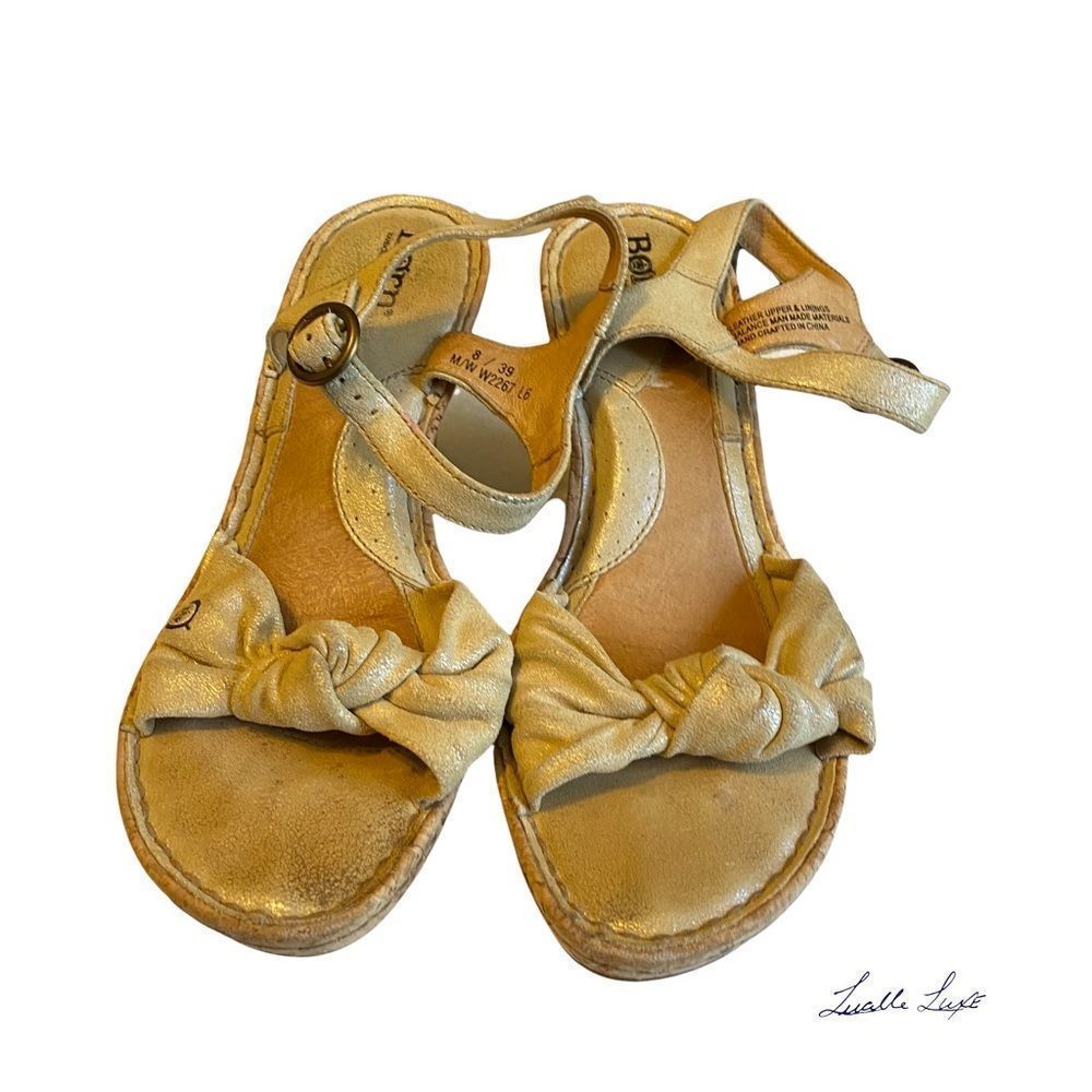 Golden Sands: Born leather wedge sandals